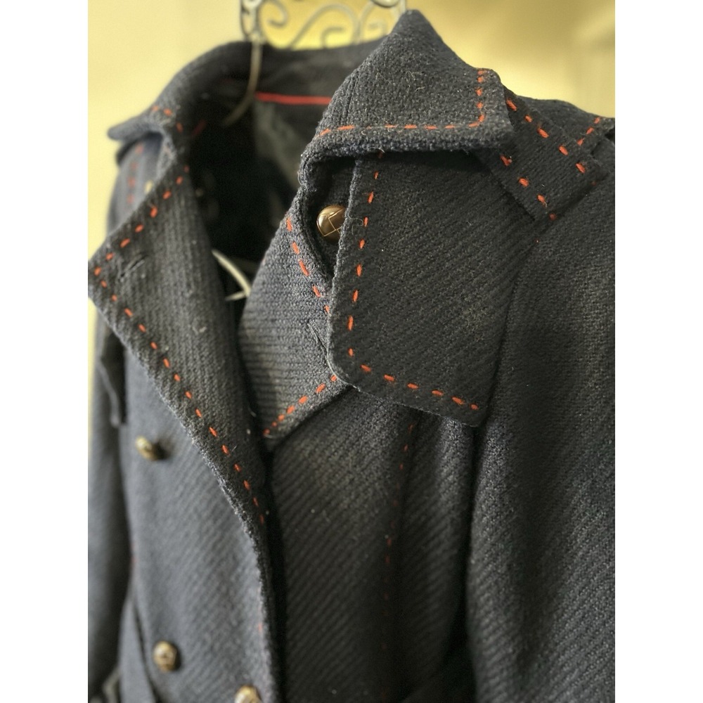 Tommy Hilfiger Wool Blend Navy Peacoat Reefer Jacket Fisherman Coastal Sz Medium - Picture 8 of 14